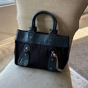 Chloe Two-Tone Black and Green Shoulder Bag